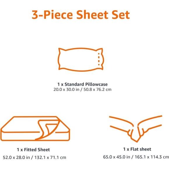 Basics 3 Piece Bed Sheets Set, 100% Cotton Jersey, Includes Super Soft - Picture 4 of 8